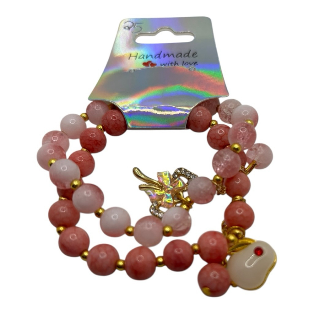 Pink Gold Beaded Bracelet NWOT